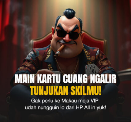 Kartun karakter mafia di meja judi, menggambarkan suasana elit permainan Dragon Tiger di Casino Resmi.